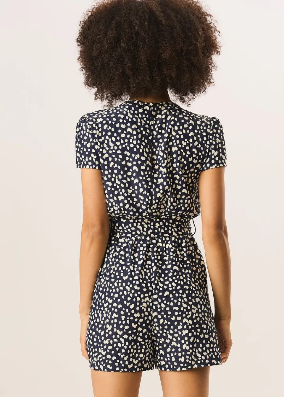 Jumpsuits & Playsuits>Gini London Blue Animal Print Belted Wrap Playsuit