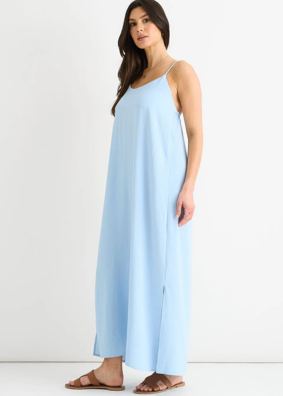 Dresses>Gini London Blue Strappy Cross Back Airflow Oversized dress