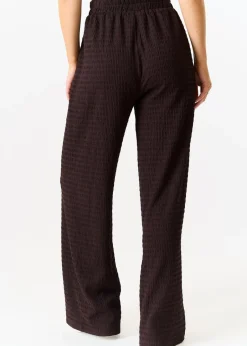 Trousers>Gini London Chocolate Textured Elastic Waist Pull On Trousers