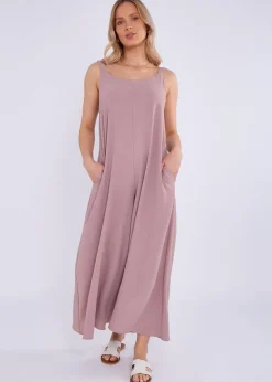 Jumpsuits & Playsuits>Gini London Dusty Pink Mink Air Flow Strappy Wide Leg Jumpsuit