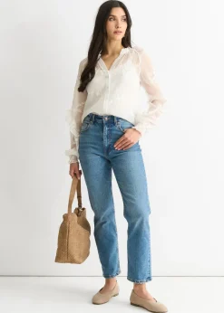Tops>Gini London Embroidery puff sleeve top