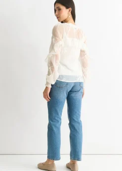 Tops>Gini London Embroidery puff sleeve top