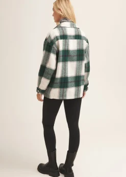 Coats & Jackets>Gini London Green Check Oversized Pocket Detail Shacket