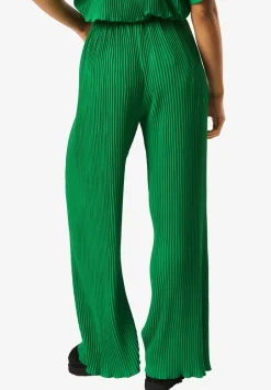 Trousers>Gini London Green Plisse Loungewear Wide Leg Trousers
