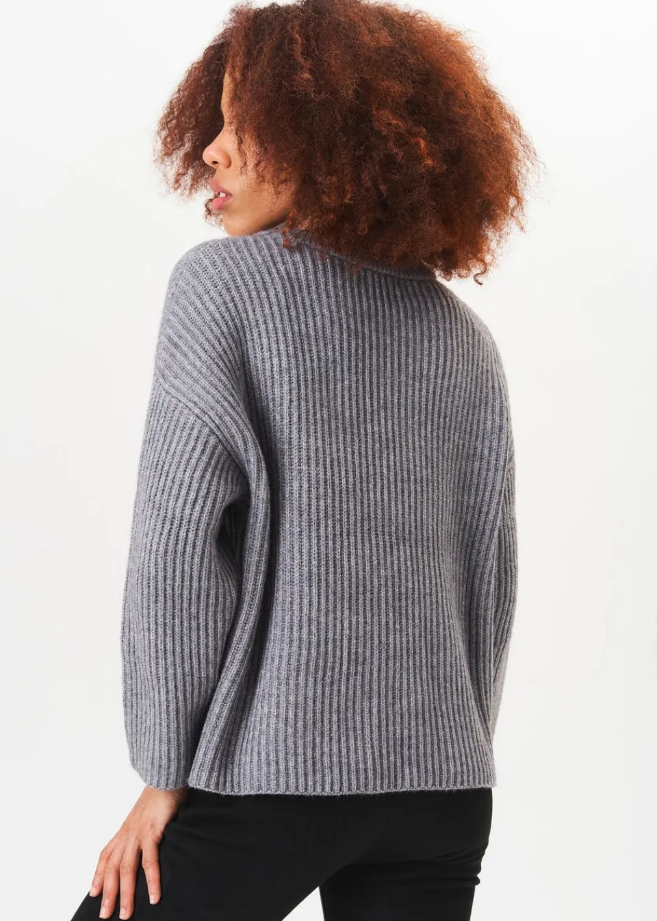 Tops>Gini London Grey Chunky Knit Oversized Jumper