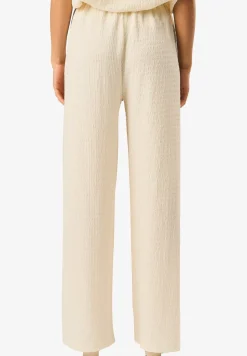 Trousers>Gini London Ivory Textured Elastic Waist Pull On Trousers