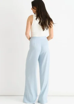 Trousers>Gini London Light Blue Tailored Belt Wide Leg Trousers