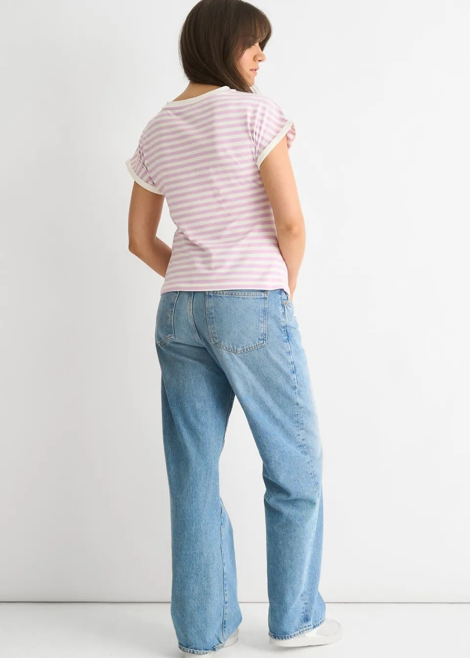 T-Shirts>Gini London Pink Stretch Stripe Top