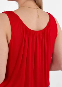 Tops>Gini London Red Round Neck Oversized Sleeveless Top