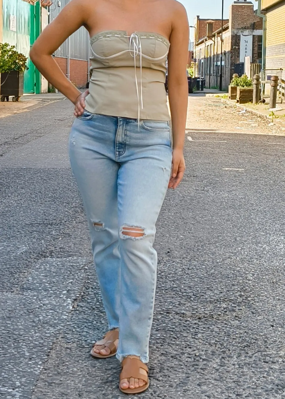 Tops>Gini London Sage Green Tall Mono Bow Corset Top Sage