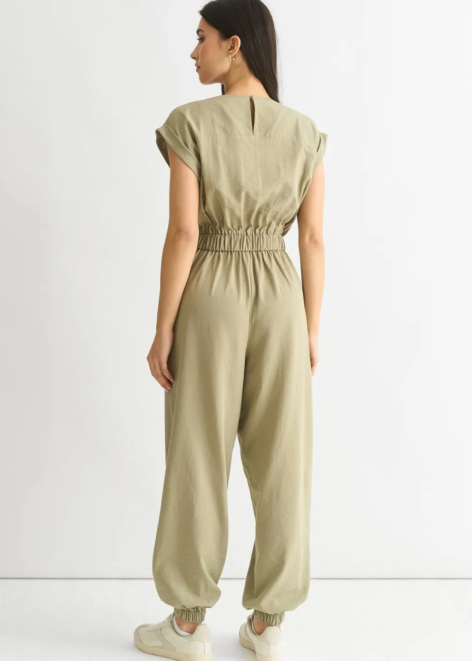 Jumpsuits & Playsuits>Gini London Sage Green Wrap Belted Utility Jumpsuit