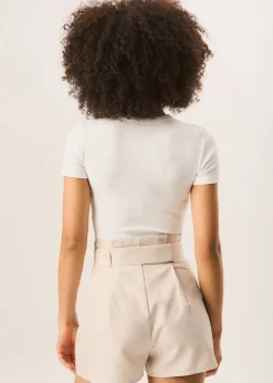 Shorts>Gini London Stone Belt Detail Shorts