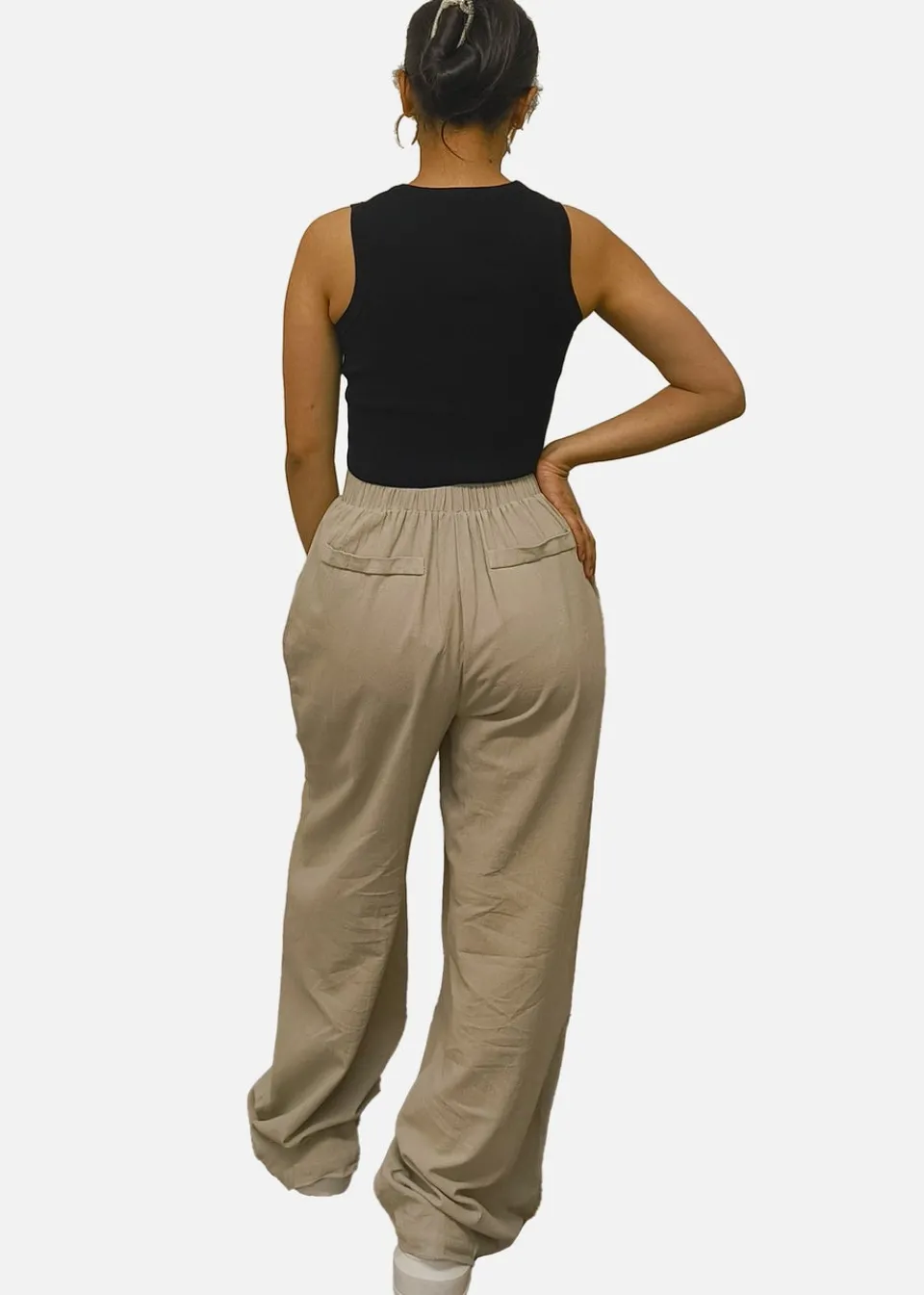 Trousers>Gini London Stone Waist Band Detail Wide Leg trouser