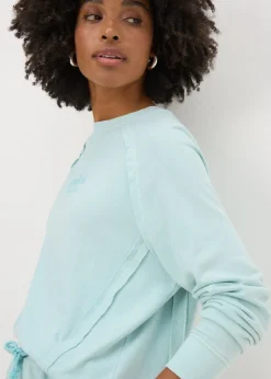 Tops>Papaya Acid Wash Co Ord Graphic Sweatshirt Green
