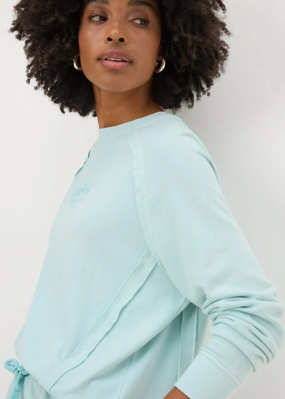 Tops>Papaya Acid Wash Co Ord Graphic Sweatshirt Green