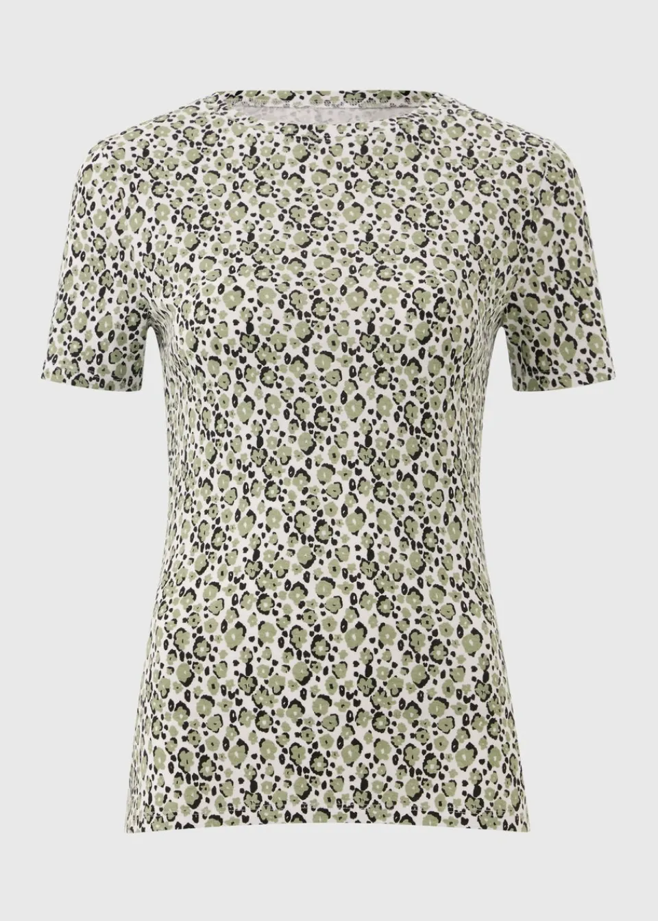 T-Shirts>Papaya Green Animal Print Fitted T-Shirt