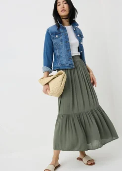 Skirts>Papaya Green Cheesecloth Maxi Skirt