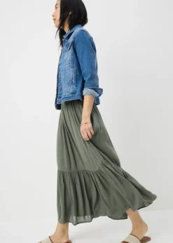 Skirts>Papaya Green Cheesecloth Maxi Skirt