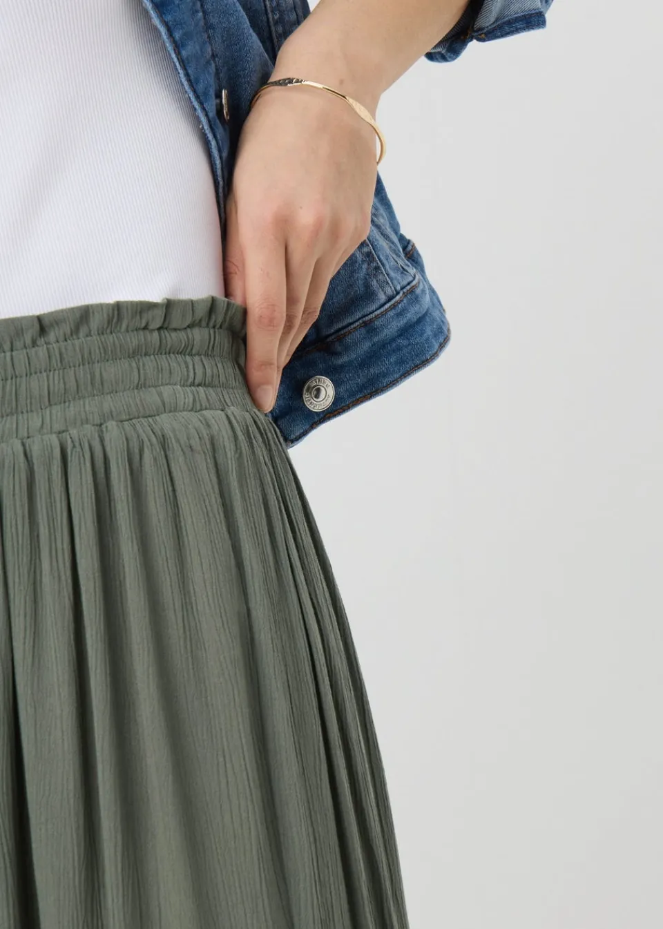 Skirts>Papaya Green Cheesecloth Maxi Skirt