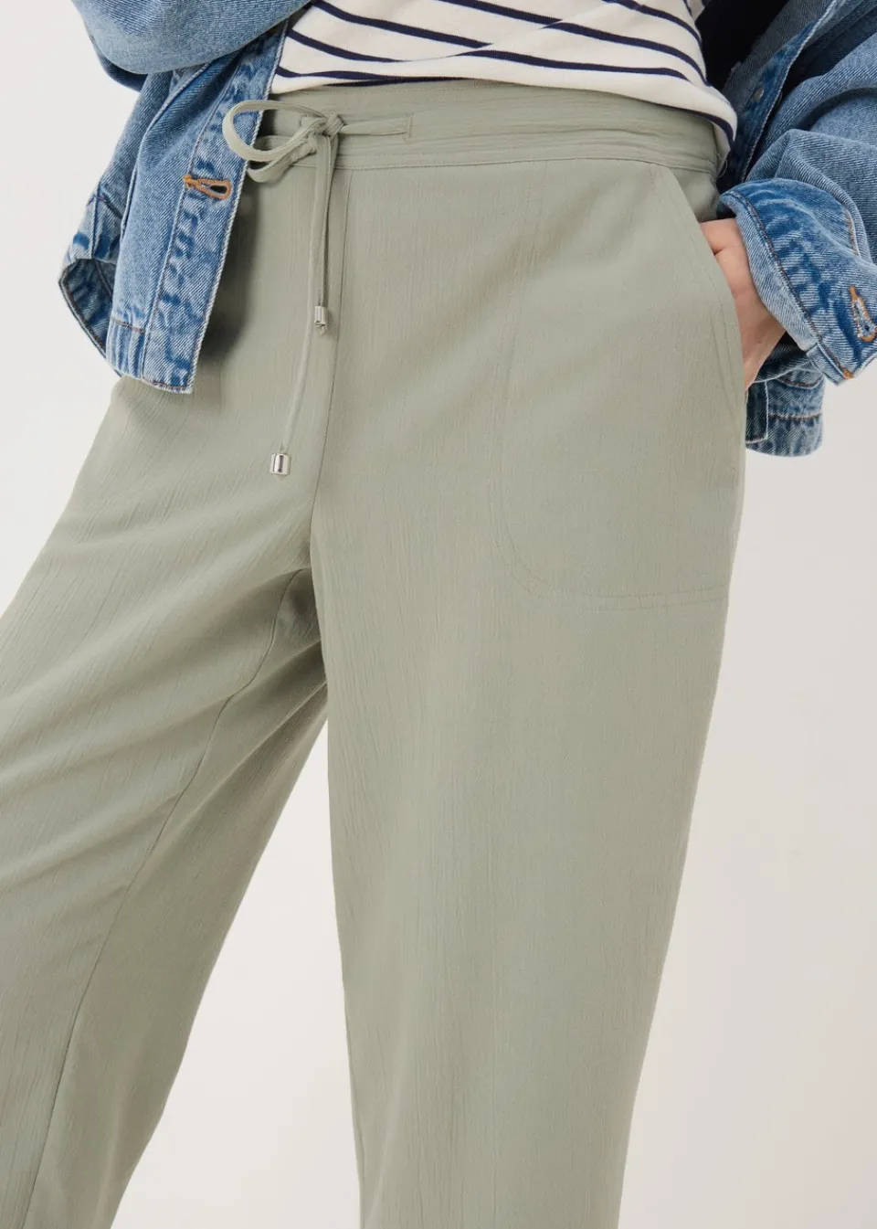 Trousers>Papaya Green Clipper Cropped Trousers