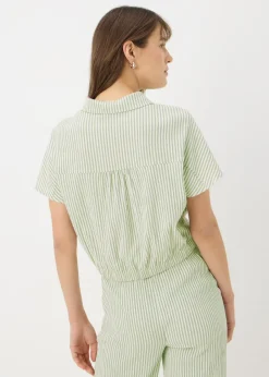 Tops>Papaya Green Co Ord Stripe Tie Front Shirt