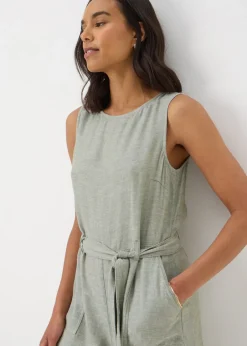 Jumpsuits & Playsuits>Papaya Green Linen Blend Jumpsuit