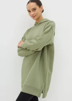 Tops>Papaya Green Longline Hoodie