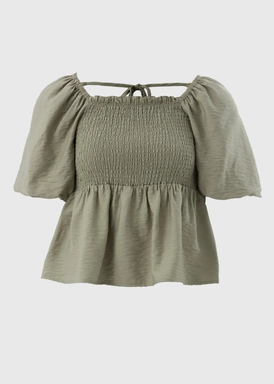 Tops>Papaya Green Shirred Tie Back Blouse