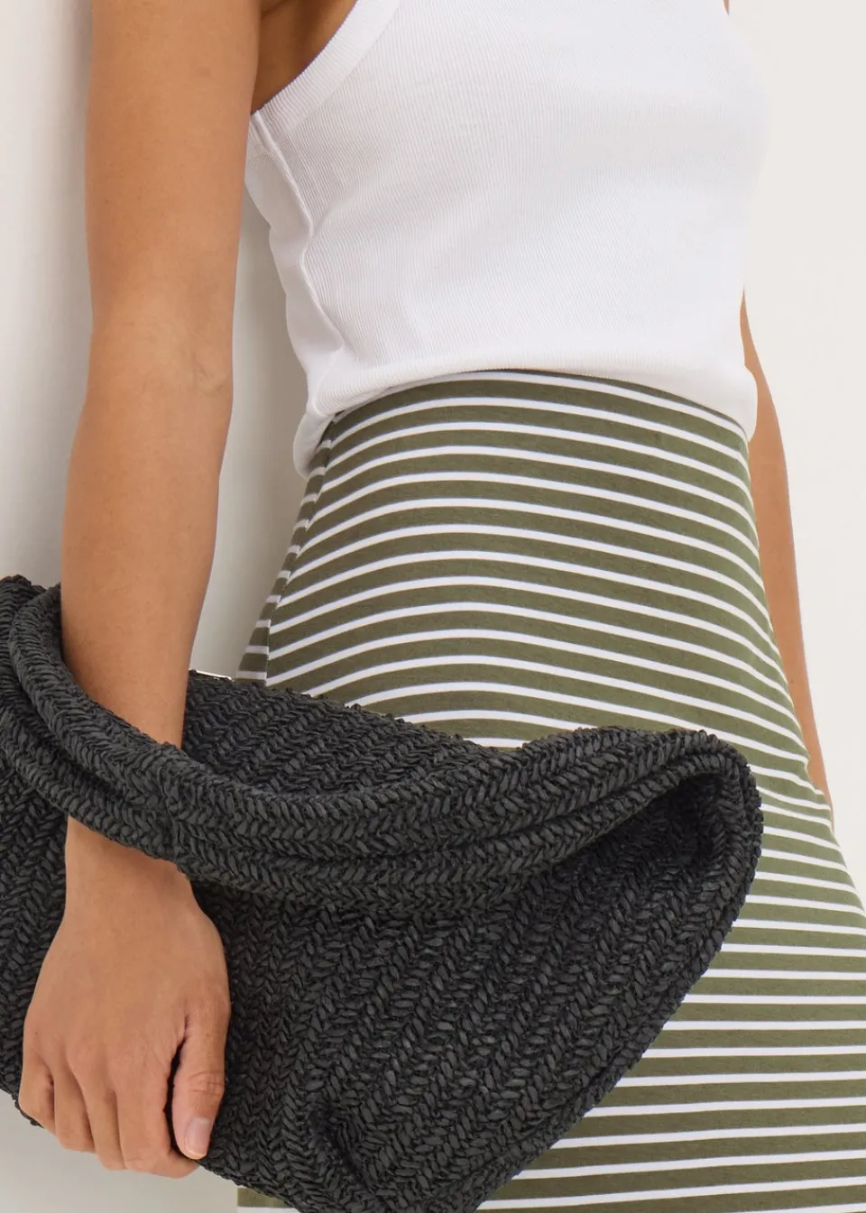 Skirts>Papaya Green Stripe Jersey Maxi Skirt