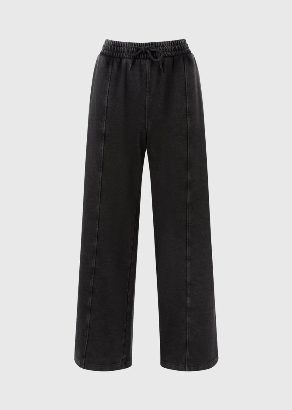 Trousers>Papaya Grey Acid Wash Wide Leg Jogger Trousers