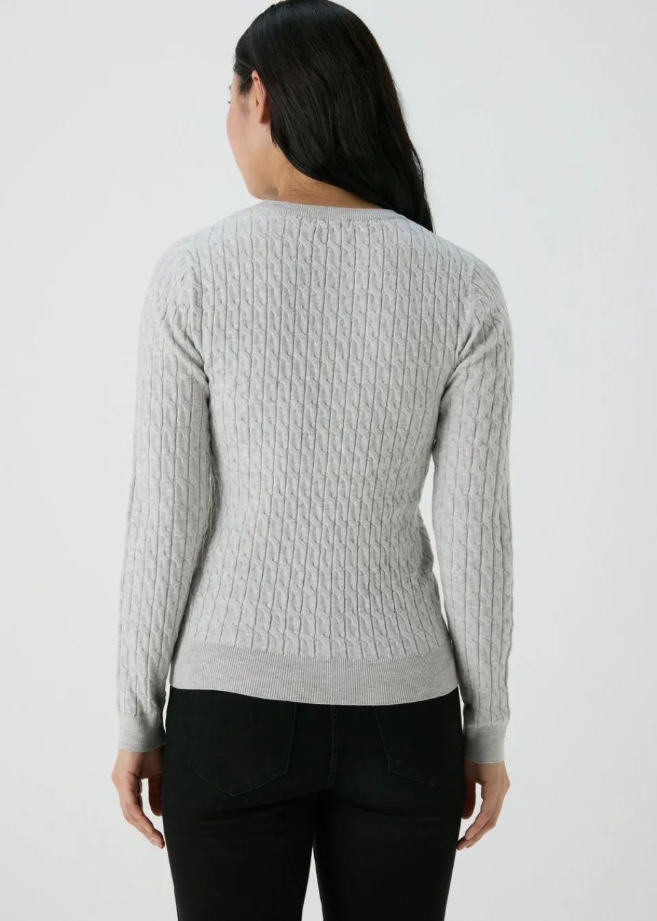 Tops>Papaya Grey Baby Cable Jumper
