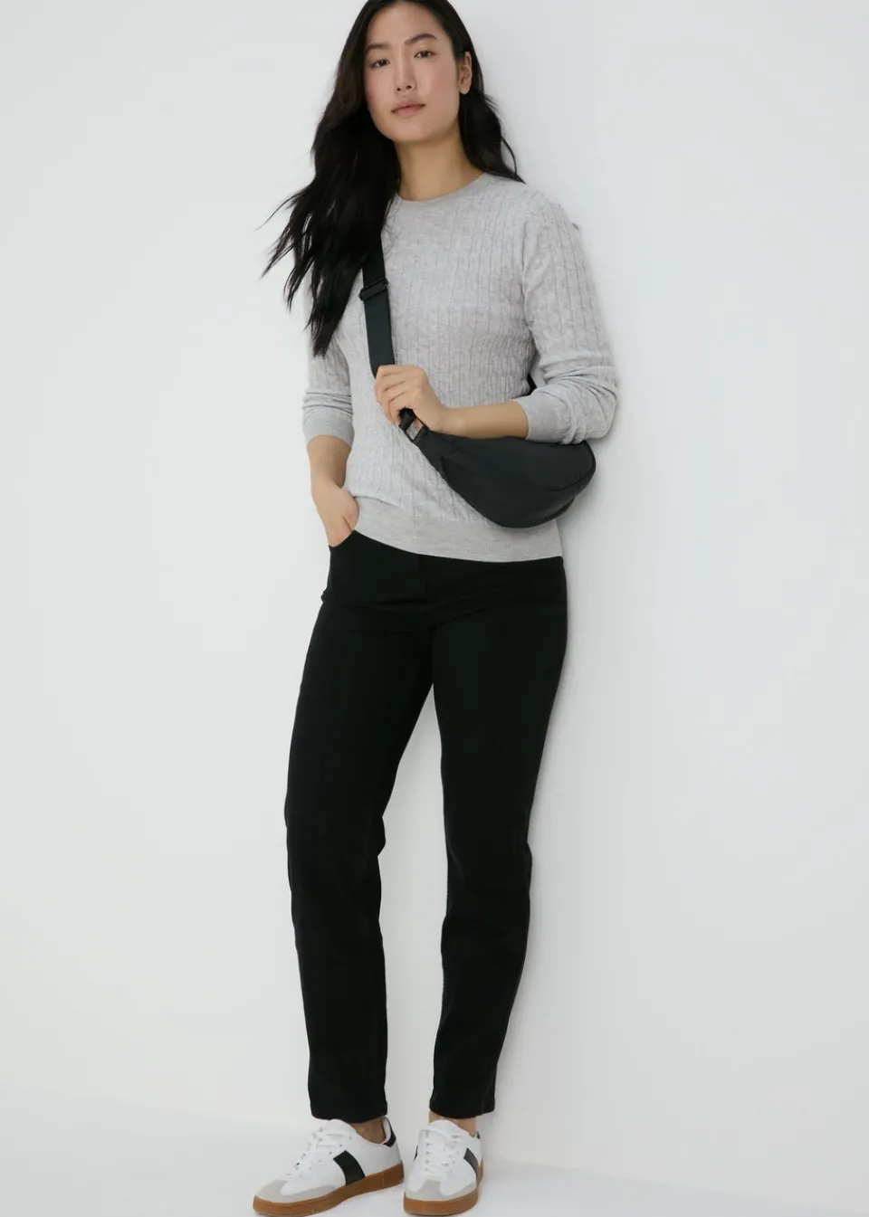Tops>Papaya Grey Baby Cable Jumper