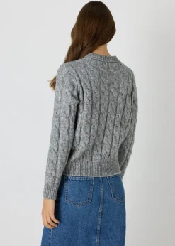 Tops>Papaya Cable Knit Jumper Grey