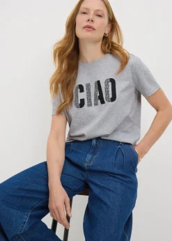 T-Shirts>Papaya Grey Ciao T-Shirt