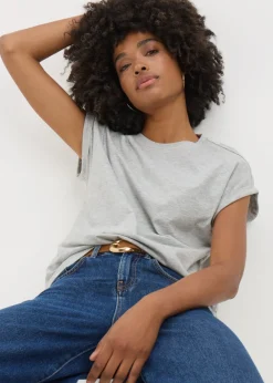 T-Shirts>Papaya Grey Marl Short Sleeve T-Shirt