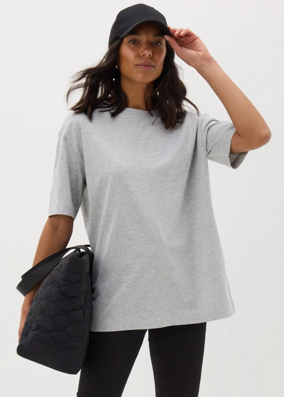 T-Shirts>Papaya Grey Oversized T-Shirt