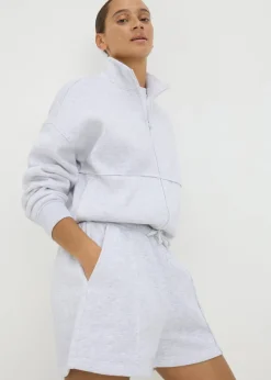 Shorts>Papaya Grey Pintuck Jersey Co Ord Shorts
