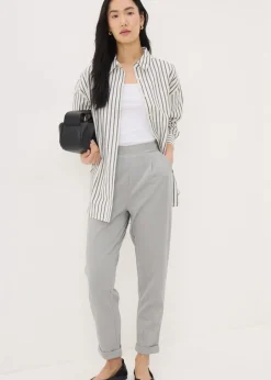 Trousers>Papaya Grey Tapered Ponte Trousers