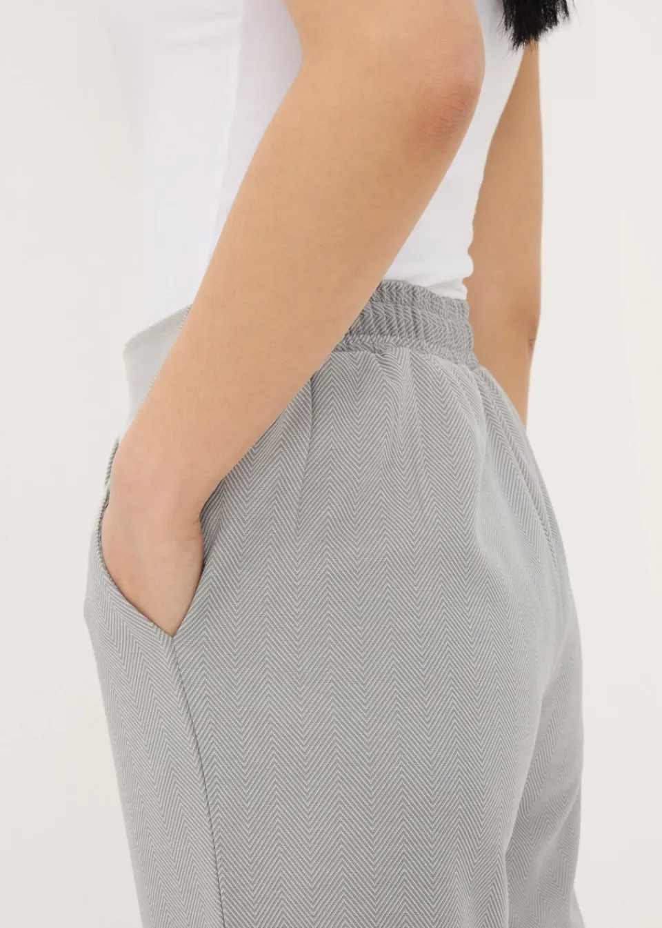 Trousers>Papaya Grey Tapered Ponte Trousers