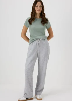 Trousers>Papaya Grey Wide Leg Jogging Bottoms