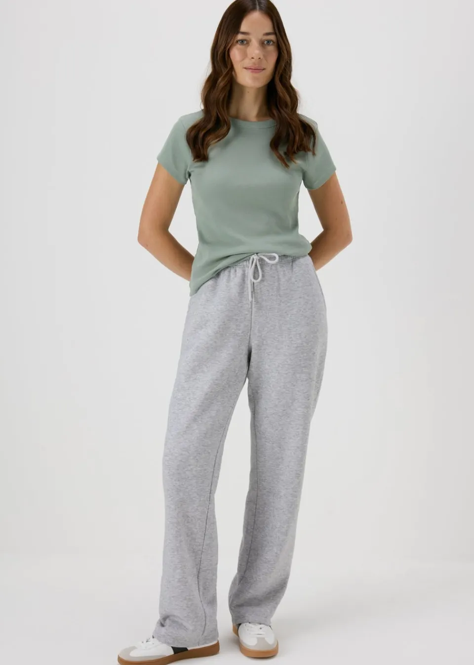 Trousers>Papaya Grey Wide Leg Jogging Bottoms