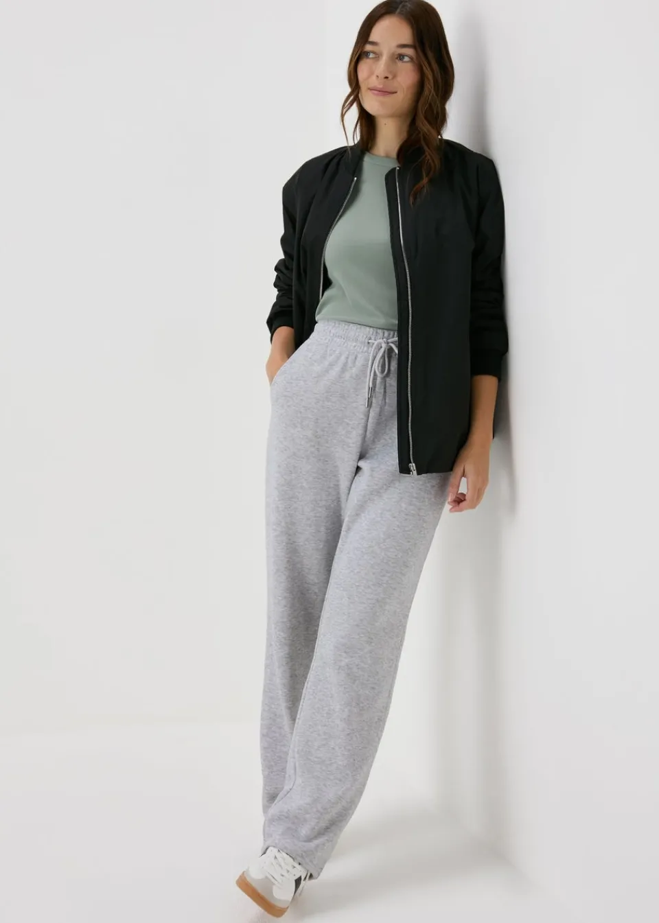 Trousers>Papaya Grey Wide Leg Jogging Bottoms