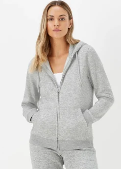Tops>Papaya Grey Zip Up Hoodie
