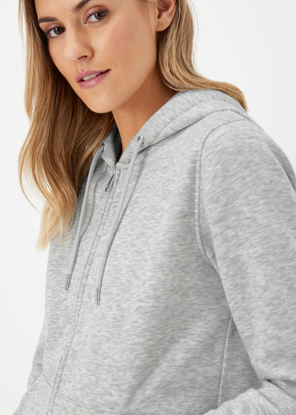 Tops>Papaya Grey Zip Up Hoodie