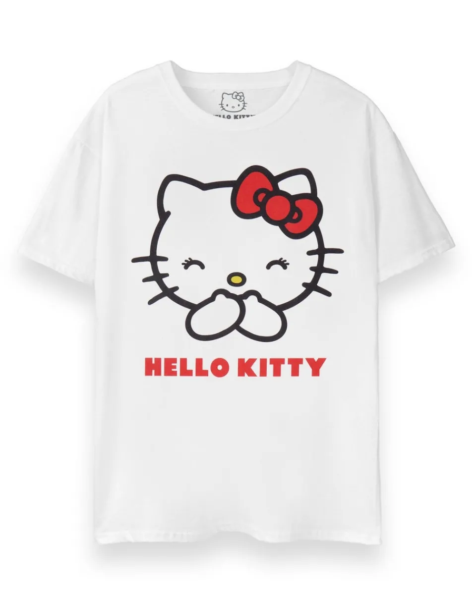 T-Shirts>Hello Kitty White Classic Short Sleeved T-Shirt