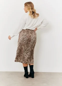 Skirts>In The Style Brown Leopard Print Midi Skirt