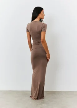 Skirts>In The Style Brown Maxi Skirt
