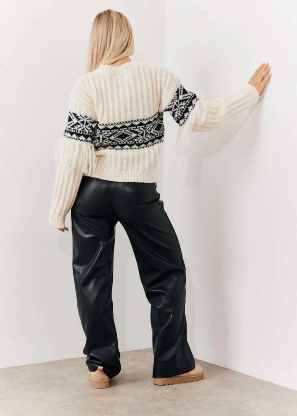 Tops>In The Style Perri Sian Cream Aztec Fringe Jumper