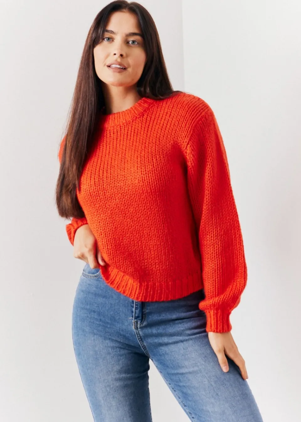 Tops>In The Style Red Chunky Knit Jumper