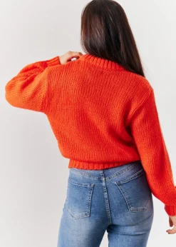 Tops>In The Style Red Chunky Knit Jumper
